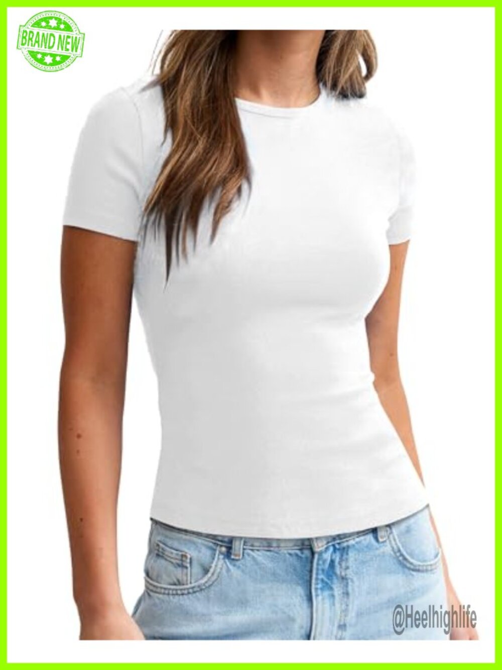 Slim Fit Cotton Blend Crew Neck Short Sleeve Basic Tee